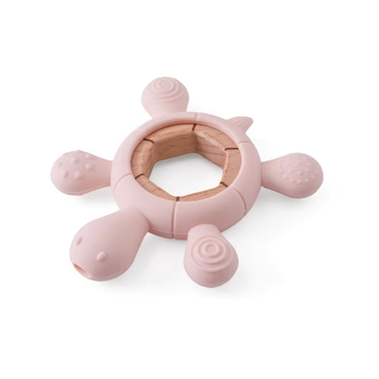 Schildkröte Beißring für Baby Natur Holz & Silikon Blau - Kauspielzeug, Zahnen-Hilfe & Greifling - Babyspielzeug Beissring Geschenk zur Geburt - Holz-Spielzeug nachhaltig, BPA-frei schadstofffrei