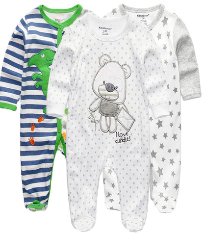 Kiddiezoom Baby-Jungen Mädchen Schlafstrampler, 3er Pack