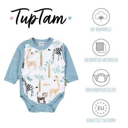 TupTam Baby Kleidung Set Jungen Langarm Bekleidung Neugeborene Füßlingen Hose Body Strampler Mütze 5 tlg