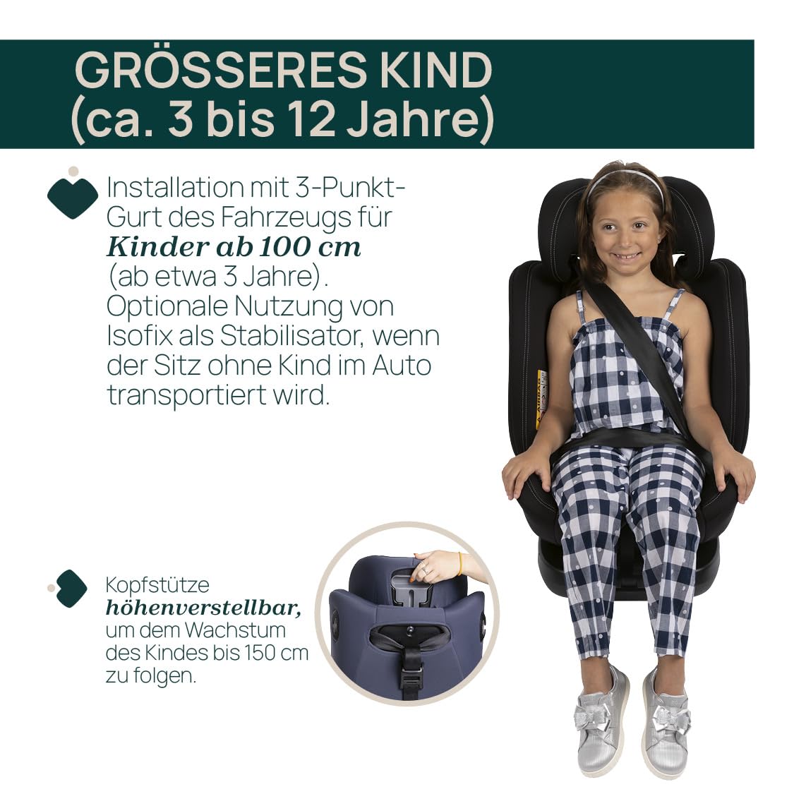 Chicco Unico Evo I-Size, Kindersitz 0-36 Kg, für Kinder von 40 bis 150 cm, homologiert ECE R129/03, Isofix 360° drehbar und neigbar, Gruppe 0+/1/2/3 von 0 bis 12 Jahren, Schwarz