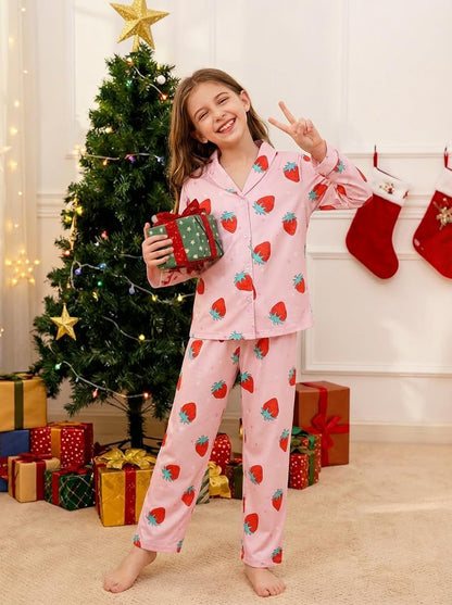 Pyjamas Mädchen Kinder, Süße Pyjama Sets, Satin Pyjamas für Mädchen 5-14 Jahre
