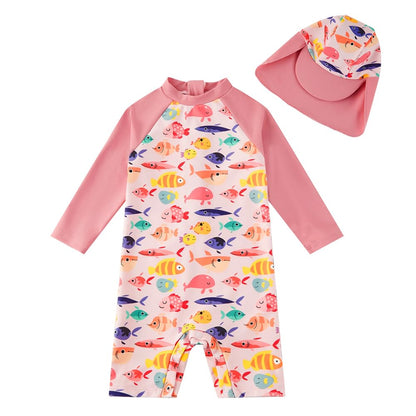 upandfast Baby Swimsuit with Buttons UV Protection Swimwear for Baby Girls 