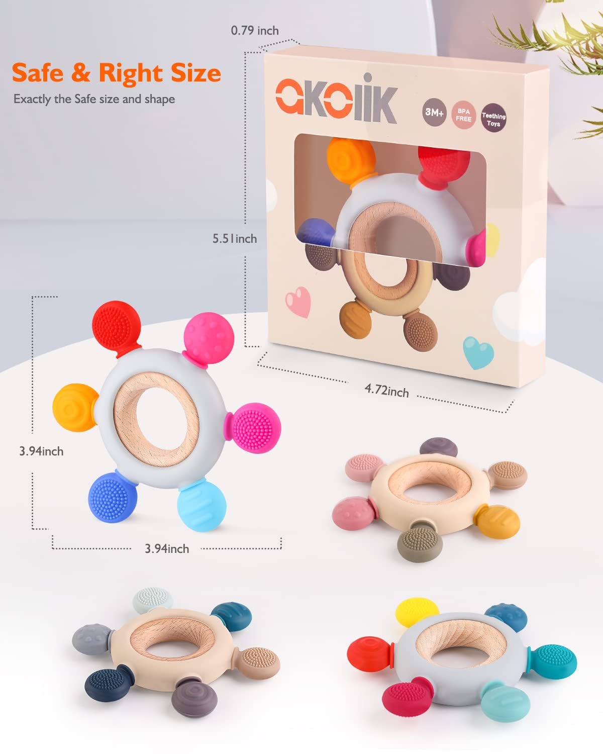 Beißring für Babys, Baby Zahnen Spielzeug aus Silikon, Ruder Greifling Beißspielzeug, BPA-frei Zahnen Nursing Zubehör für 3-6 6-12 Monate Kleinkinder, mädchen Junge Geschenk(Ruder B)