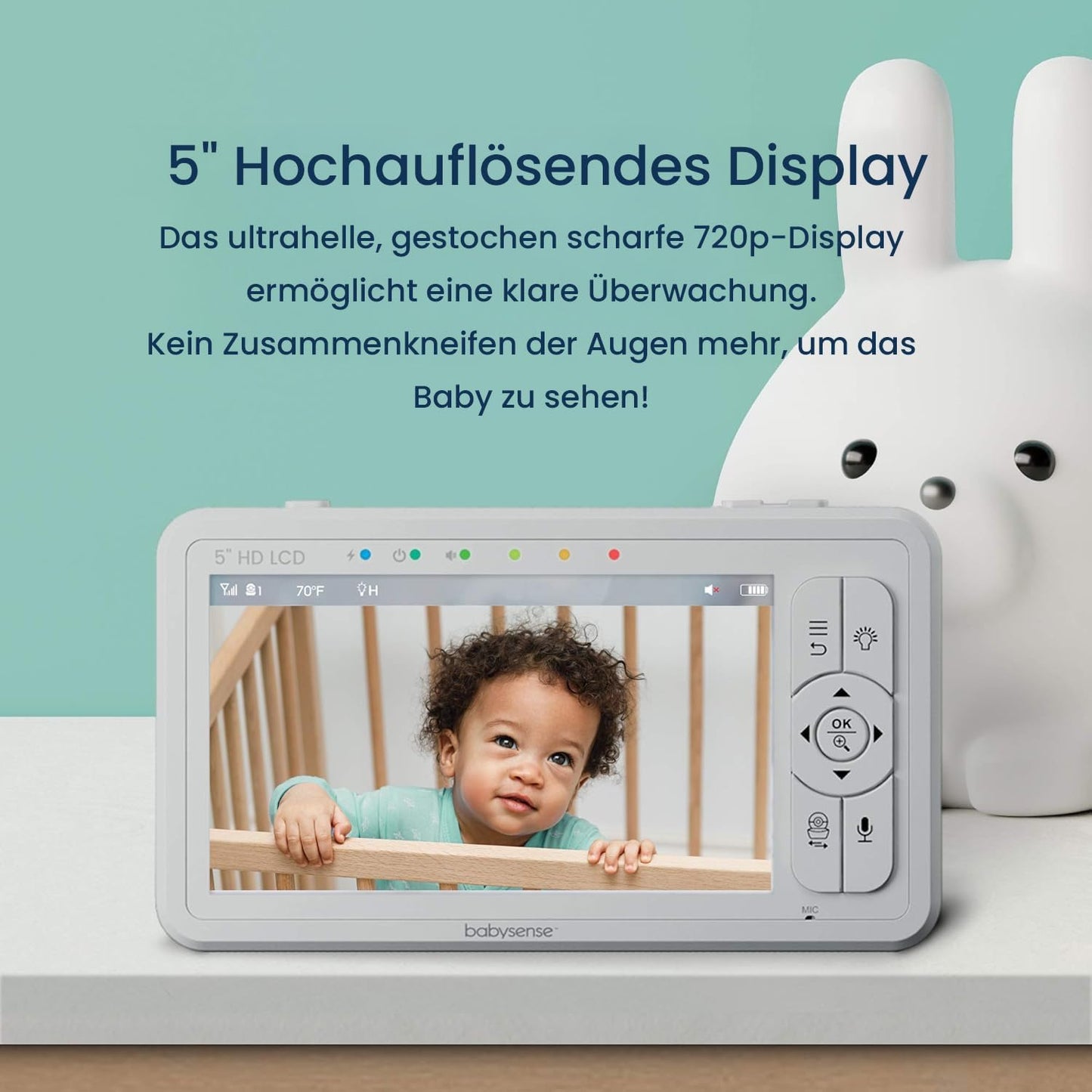 Babysense True Sleep HD Video-Babyphone mit Nachtlichtkamera & Bewegungsmonitor für Babys mit Echtzeit-Warnungen, kontaktlos, 2-in-1, Nur für den Heimgebrauch