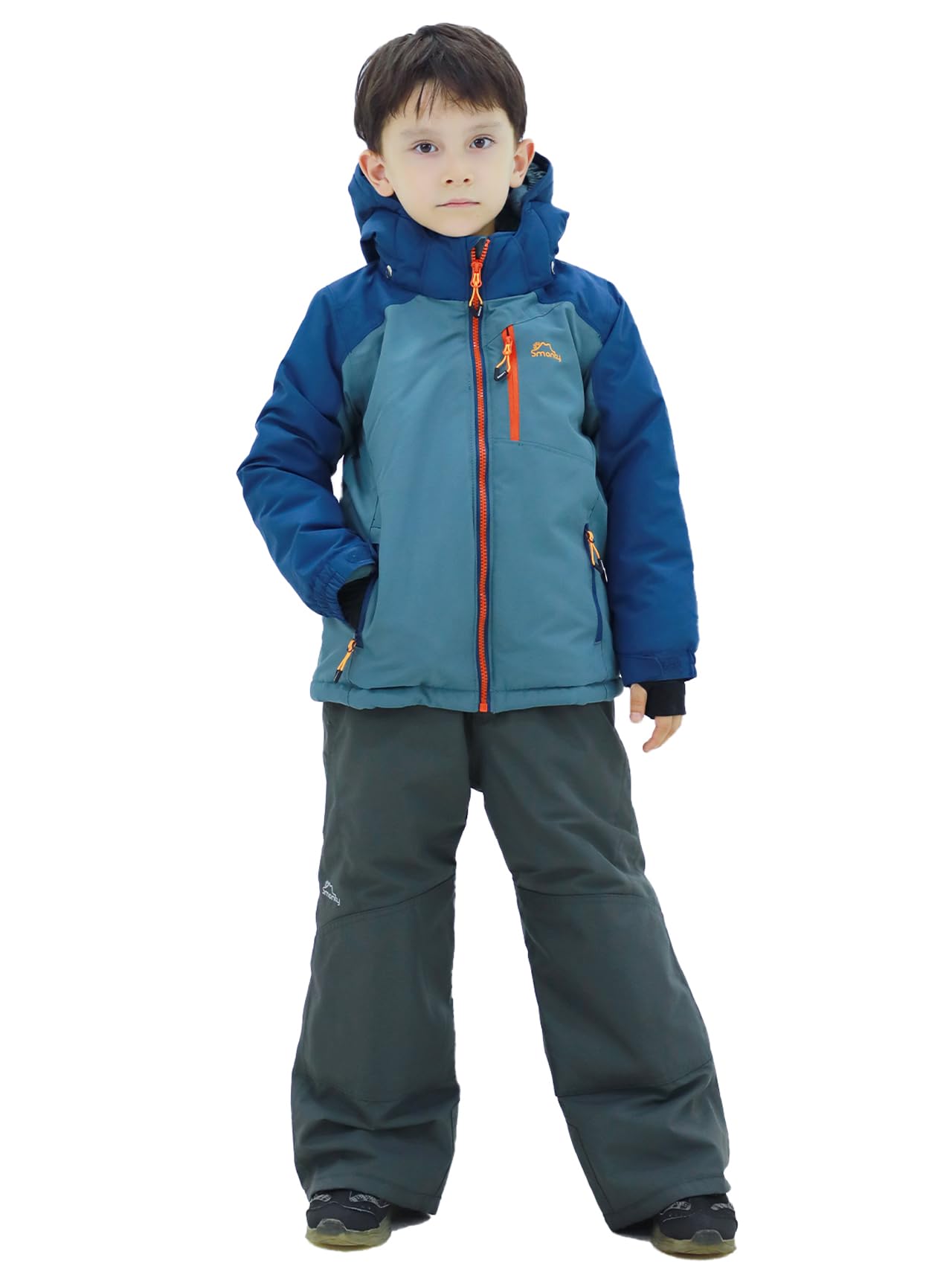 SMONTY SNOWER Boys' Snowsuit with Removable Hood, Ski Suit, Extra Warm, Winter Suit