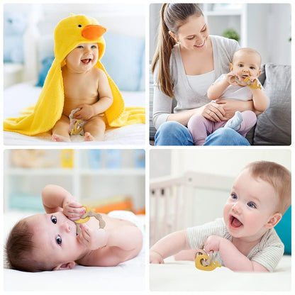 Vicloon Beißring für Babys, Beißring Spielzeug aus Silikon und Holzringe, Baby Zahnungshilfe BPA-frei, Schmerzlindernde Zahnen Nursing Zubehör für ab 3 Monaten Babys(Wal Blau)