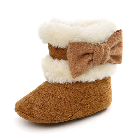 LACOFIA Baby Girls Soft Sole Winter Boots Toddler Warm Fleece Slippers Crawling Shoes