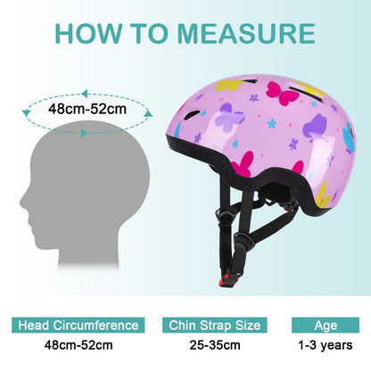 Kinder Fahrradhelm für 1-3 Jahre,Einhorn Helm für Mädchen,Verstellbarer Kinderhelm für Fahrrad,Skateboard,Scooter,Skaten