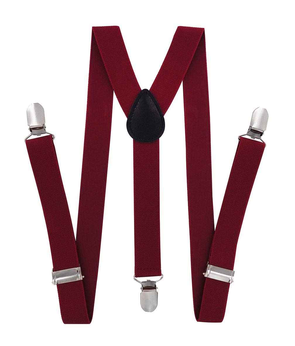 axy HTK25-1 Children's Boys Braces Y Shape Wide 2.5 cm with 3 Strong Clips Can be Combined with Bow Tie Plain Colours
