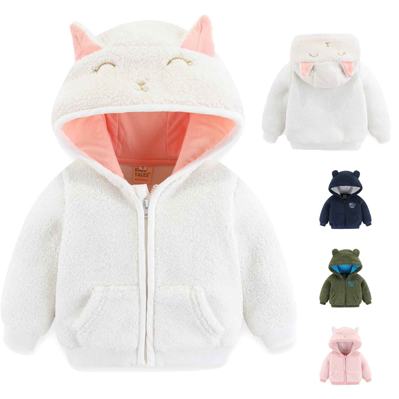 Gajaous Newborn Baby Girls Boys Fleece Hooded Jacket Zip Bear Coat Warm Winter Outwear