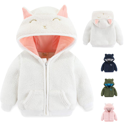 Gajaous Newborn Baby Girls Boys Fleece Hooded Jacket Zip Bear Coat Warm Winter Outwear