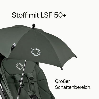 Bugaboo Sonnenschirm+, kompatibel mit allen Bugaboo Kinderwagen, mit UPF 50+ Schutz gegen UV-Strahlen, große Schattenfläche, Verbindung mit einem Klick & leicht verstellbarer Mechanismus, Desert Taupe