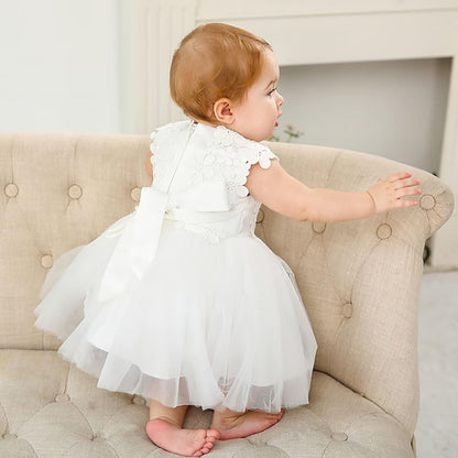 Baby Mädchen Weiße Taufe Kleid mit Kapuze Neugeborene Taufe Kleid Spitze Kleid für Hochzeit Geburtstag