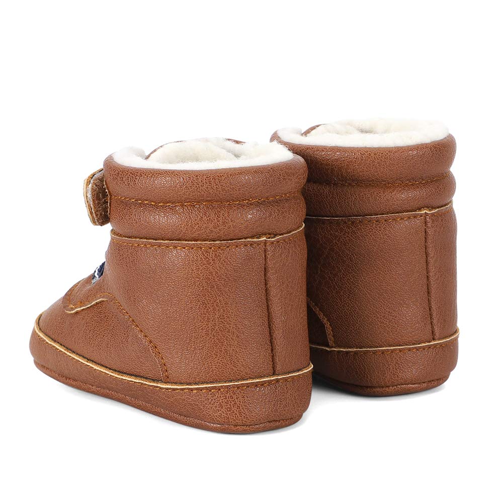 LACOFIA Baby Boys Cowboy Winter Boots Toddler Non-Slip Laces Snow Boots