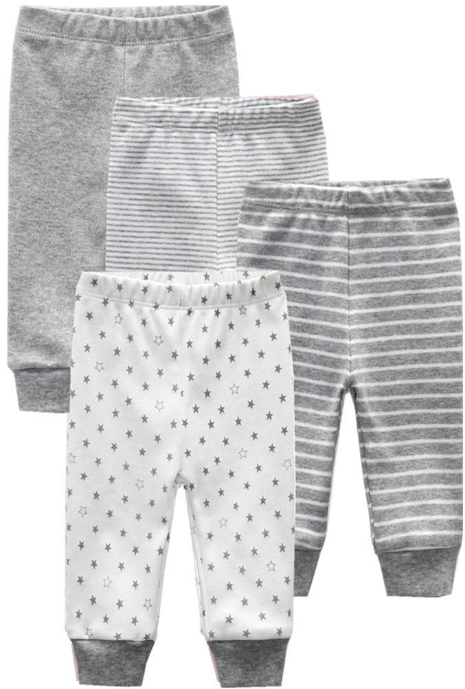 Kiddiezoom Unisex Babyhose für Mädchen Jungen Baby Jogginghose, 4er-Pack