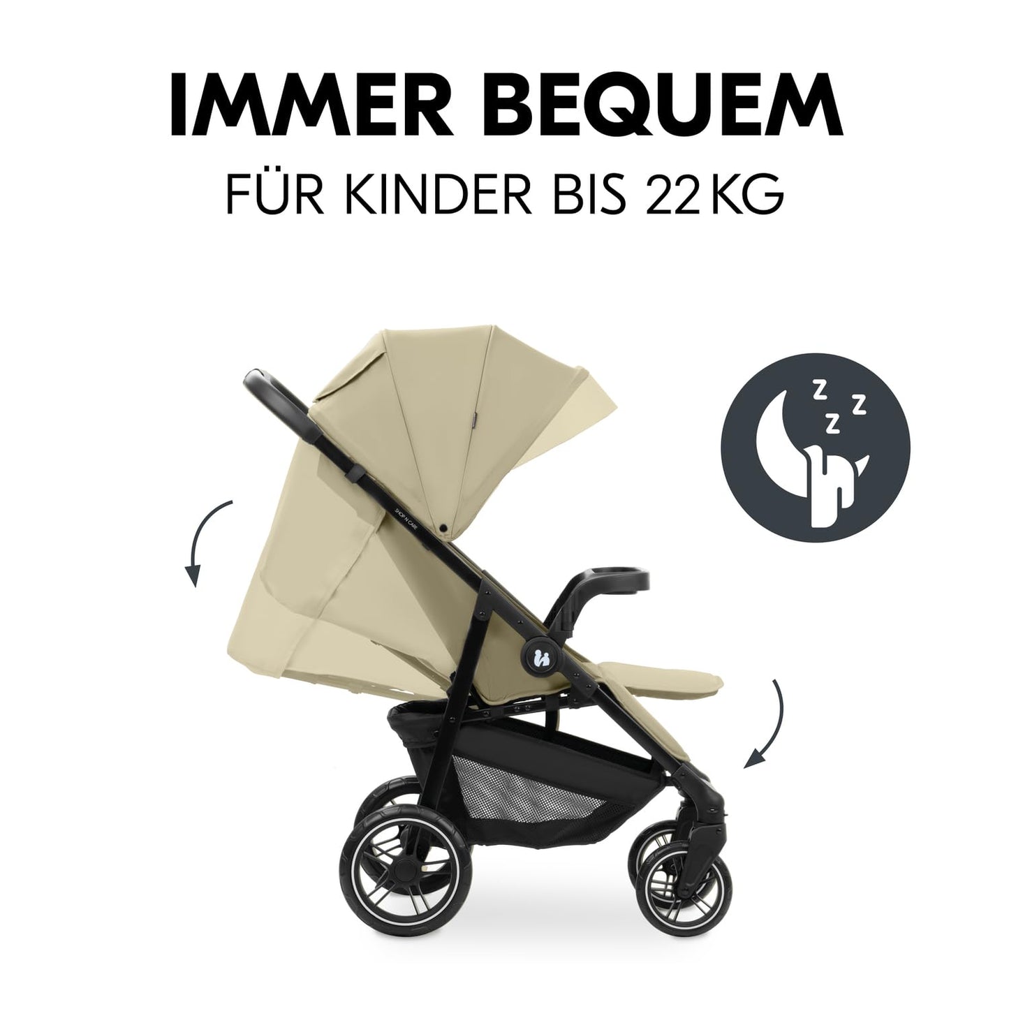 hauck 3in1 Kinderwagen Set Shop N Care Trio Set inkl. Buggy, Babywanne, Babyschale ab Geburt bis 22 kg, Klein Zusammenklappbar, Liegefunktion, Getränkehalter & Tablett, UV-Schutz 50+ (Grey)