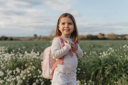 Little Dutch Rucksack Kinderrucksack mit Brustgurt für Kinder Kindergarten geblümt Reh rosa- Fairy Garden