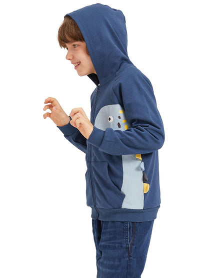 Alleen Boys' Sweat Jacket Hoodie Long Sleeve Cotton Children's Pullover Dino Hoodie Jacket with Hood and Zip 