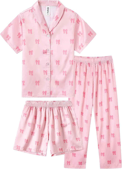 Pyjamas Girls Children, Cute Pyjama Sets, Satin Pyjamas for Girls 5-14 Years