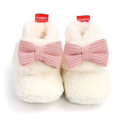 Sehfupoye Toddler Baby Boys Girls Cotton Booties Shoes Striped Soft Sole Newborn First Hiking Shoes Warm Fleece Boots 0-18M