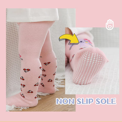 Baby Girls' Tights Cotton Pink and Purple Baby Toddler Children Non-Slip Stopper Socks 