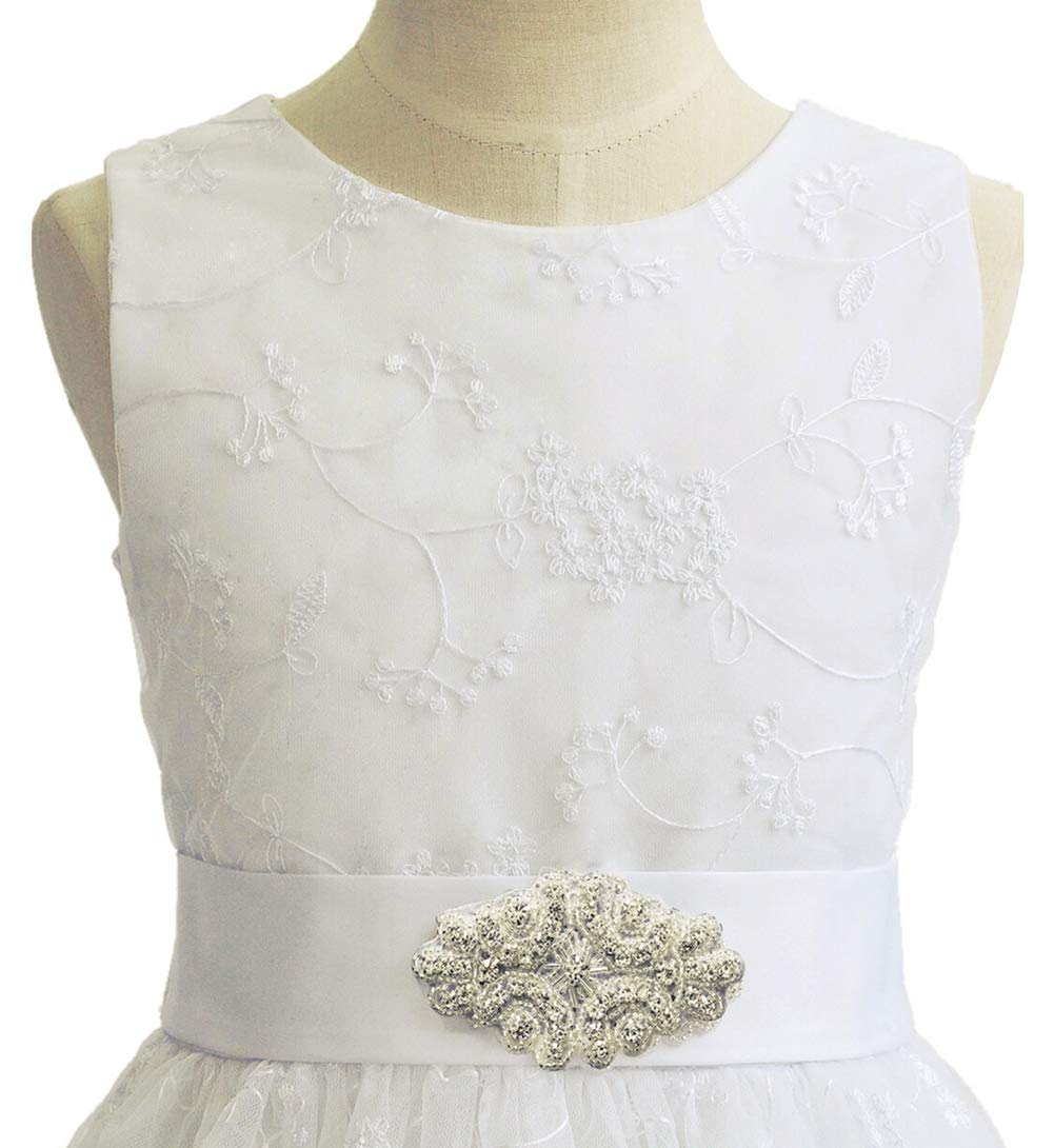 TYHTYM Blumenmädchen Kleid, Festzug, Hochzeit, Spitzenkleid, Abschlussballkleid, Mädchen, Partykleid, Flattern Ärmel, Weiß