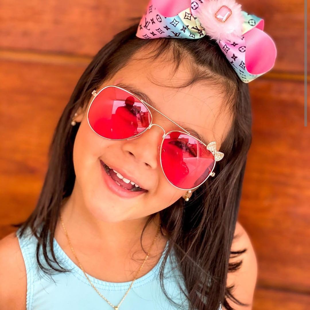 Hifot Sonnenbrille Kinder für Mädchen, Kinder Pilotenbrille mit Edelstahl Metall Gestel Kleinkind Sonnenbrille Kinder Sonnenbrillen 3-12jahre