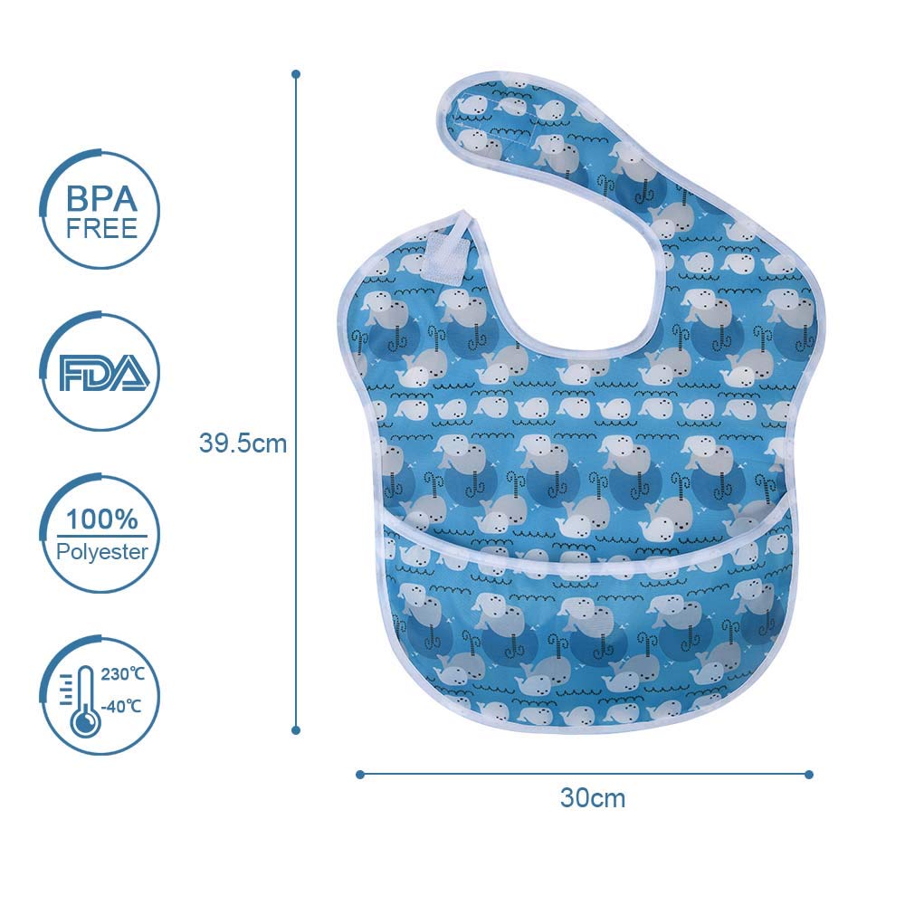 Vicloon Baby Bibs, 10 Pack Soft Absorbent and Waterproof Bibs Dribble Bibs Burp Cloths Baby with Snap Fastener for Baby Boys and Girls Toddlers 