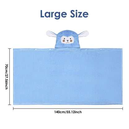 decalsweet Bath Towels for Kids, Large Softness and Absorbent Hooded Baby Bath Towel, Coral Fleece Children's Towel for Bathrobe Boys and Girls, 70 x 140 cm (Blue Elephant) 