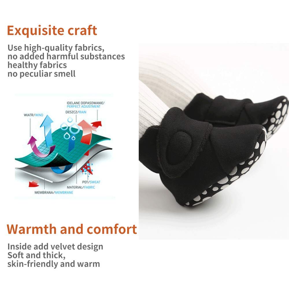 Newborn Warm Winter Booties, Organic Cotton Lining and Non-Slip Stripes, Booties, Sock Shoes for Winter with Soft Sole, Crawling Shoes, Size 0 - 18 Months, Baby Boys and Girls, Prewalker and Toddler Shoes