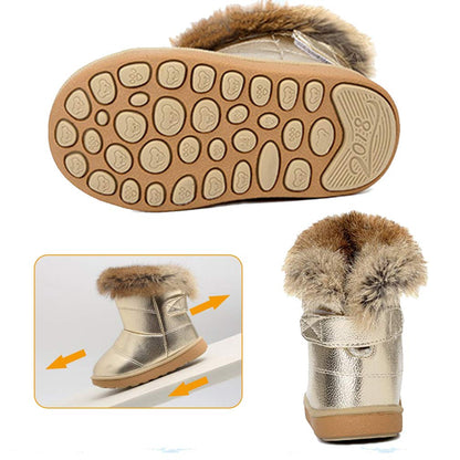 KVbabby Winter Shoes, Girls’ Warm Lined Winter Boots, Children's Ankle Boots, Waterproof Snow Boots, Soft Soles, Slip-On Boots