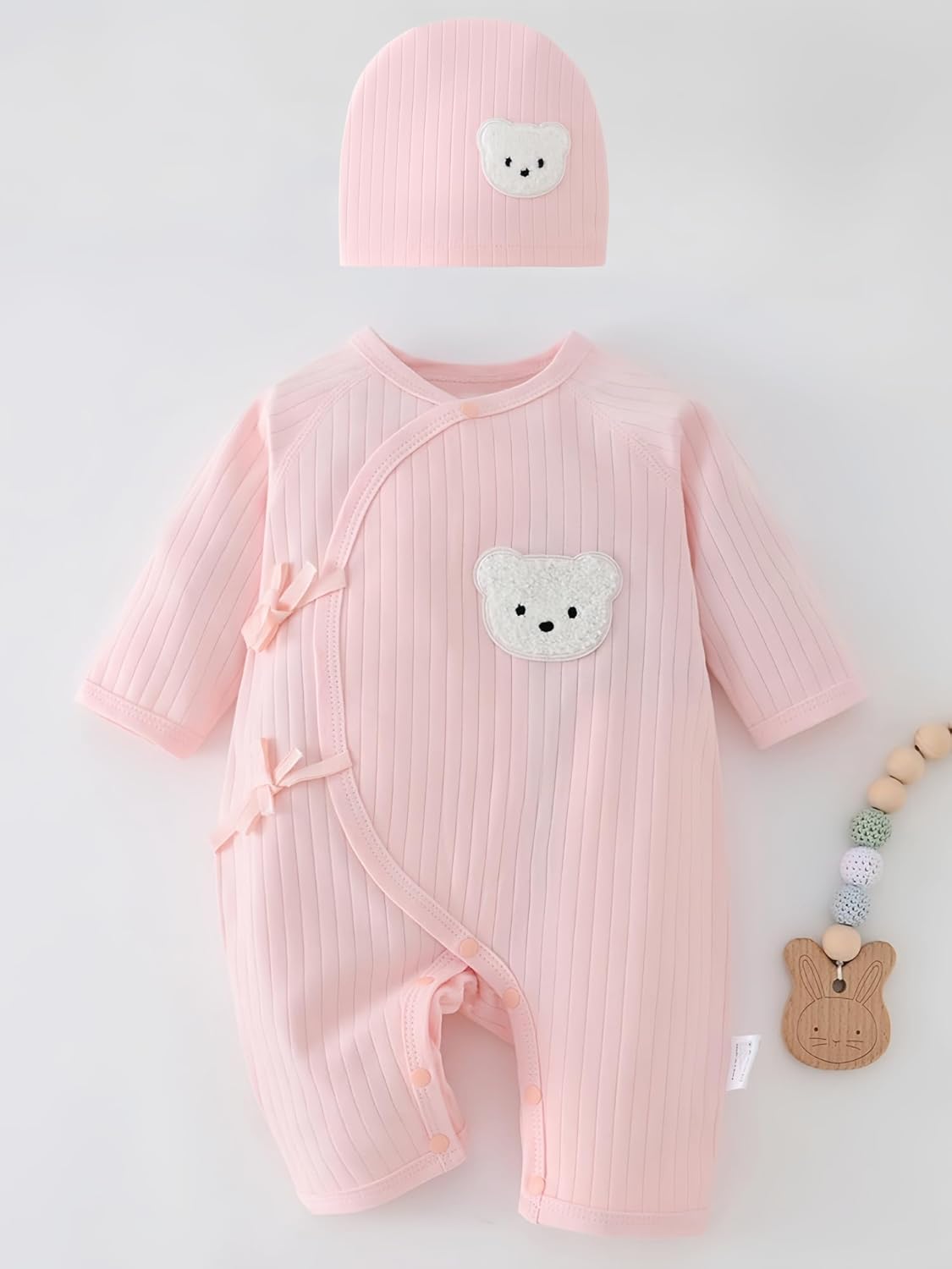 Babyfond 1 Pack Baby Bodysuit, Neugeborenes Baby warmer Baumwollbody mit Hut, 100% Baumwolle Kleinkind Homewear Verdickte Frühlings- und Herbstkleidung