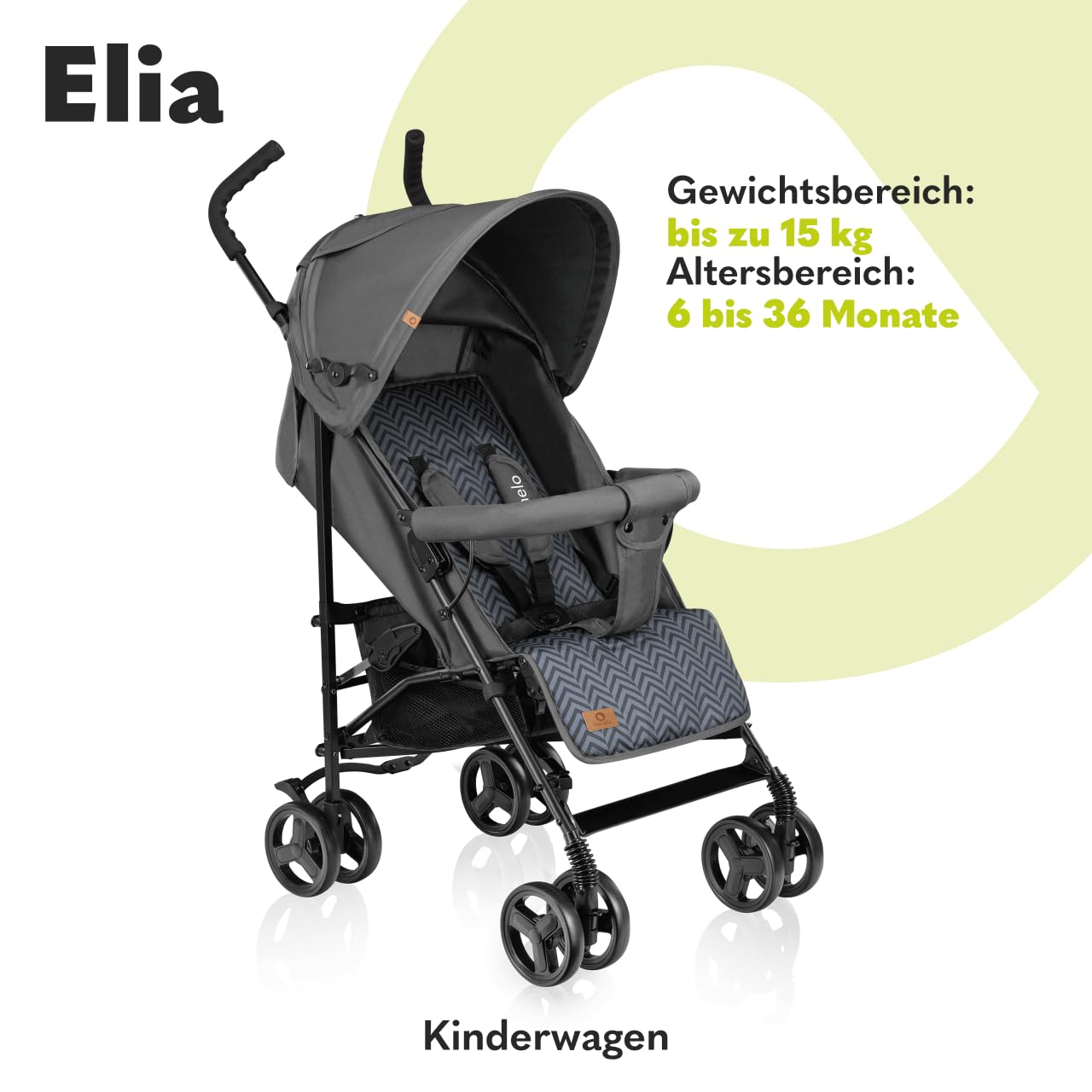 LIONELO Elia Buggy Small Foldable Pushchair up to 15 kg, Back and Footrest Adjustment, Rear Wheel Brake, Mosquito Net, Shopping Basket - Meloni2