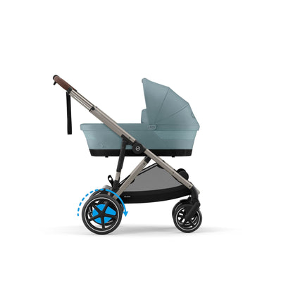 CYBEX Gold Kinderwagen e-GAZELLE S, Ab Geburt bis ca. 4 Jahre, Max. 22 kg (Single-Modus) / 2x 22 kg (Duo-Modus), All-in-1-System mit E-Antrieb und 20+ Konfigurationen, Stone Grey