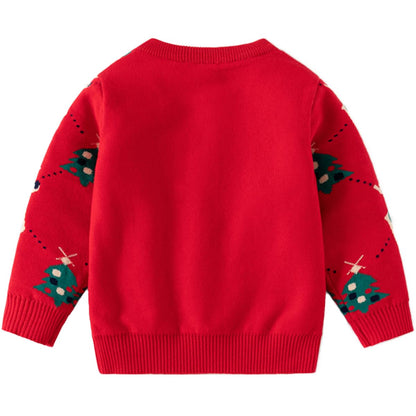 Fandecie Children's Christmas Jumper Cotton Crew Neck Christmas Elk Santa Sweater Girls Boys Sweatshirt Jumper 2-7 Years