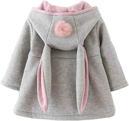 EDOTON Baby Girls' Cotton Coats Spring Autumn Winter Jackets with Hair Balls Rabbit Ear Toddler Warm Clothing