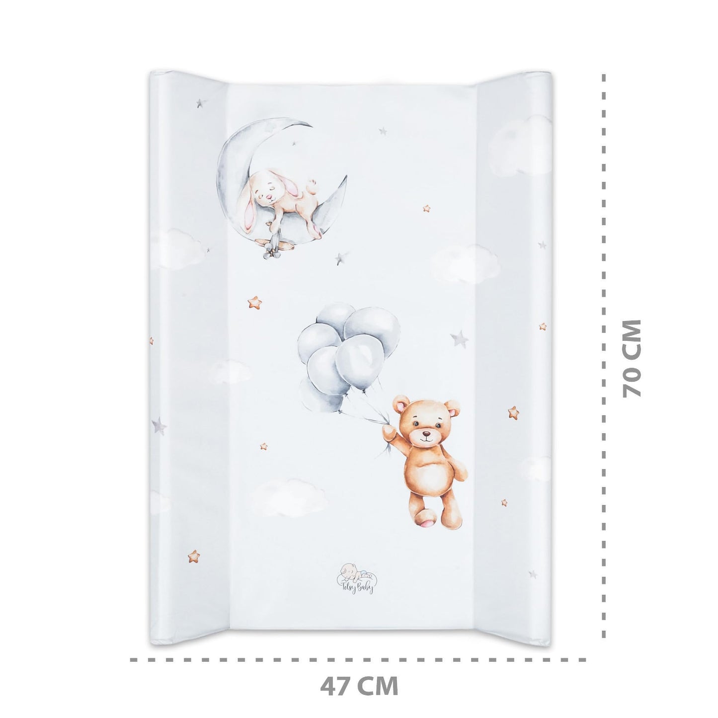 Wickelunterlage Wickelauflage Keil 70x47 cm - Wickeltischauflage für Babys abwaschbare und wasserdichte Wickelmulde ideal für Babybett und Wickeltisch Kaninchen Motiv