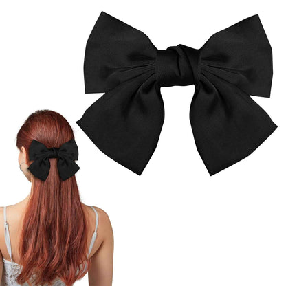 Bow Hair Clip, Pack of 2 Women Hair Bows Large Bow Hair Clip French Hair Clips Girls Hair Clips (Black + White)