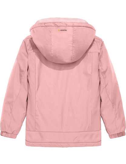 GEMYSE Girls' Waterproof Ski Jacket Windproof Fleece Outdoor Winter Jacket Rain Jacket with Hood