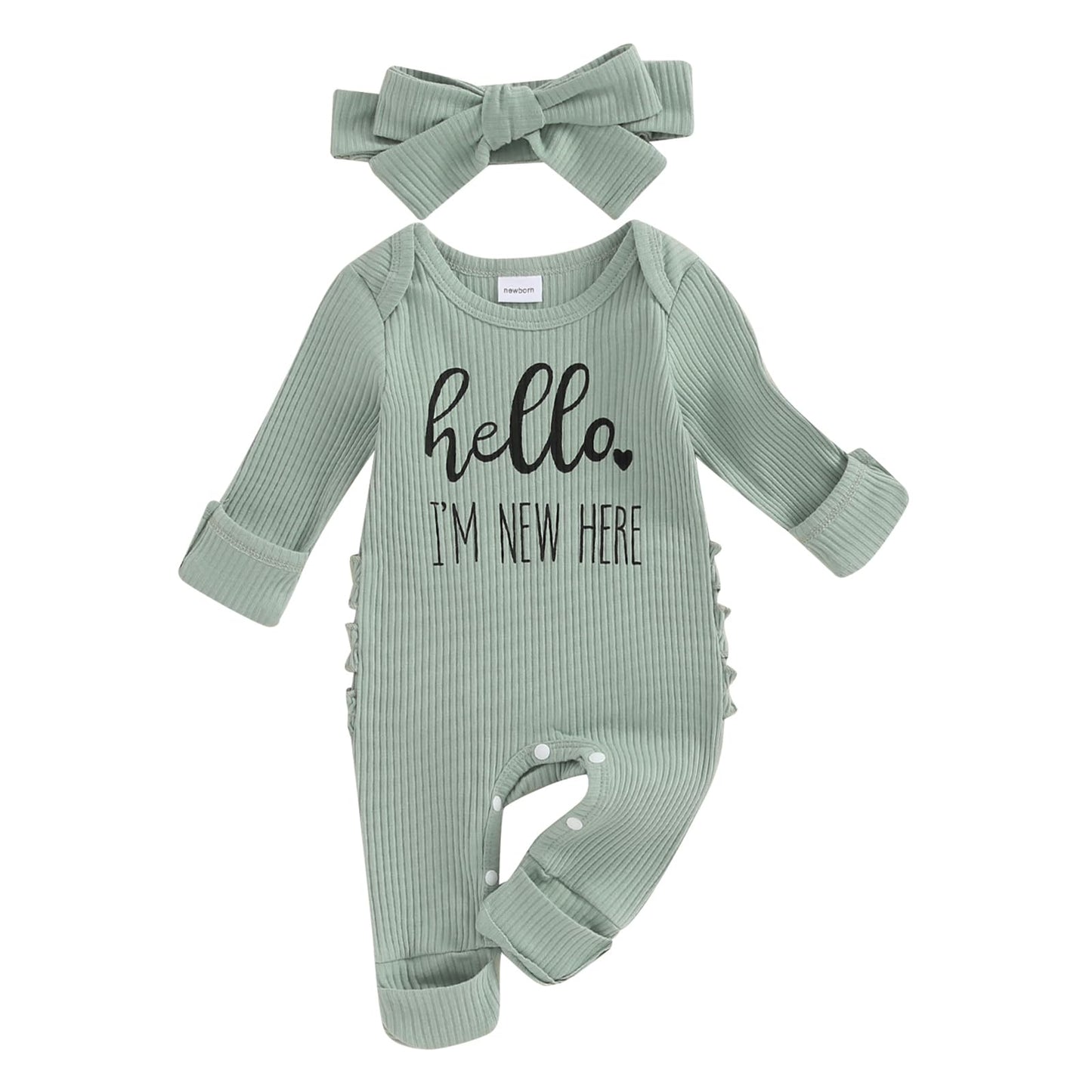 Geagodelia Baby Girl Romper + Headband Newborn Clothing Outfit Jumpsuit Baby Clothes Soft Baby Romper 