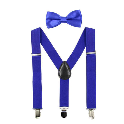 HANERDUN Unisex Boys Girls Bow Tie Braces with Three Clothes Clips on Waistband