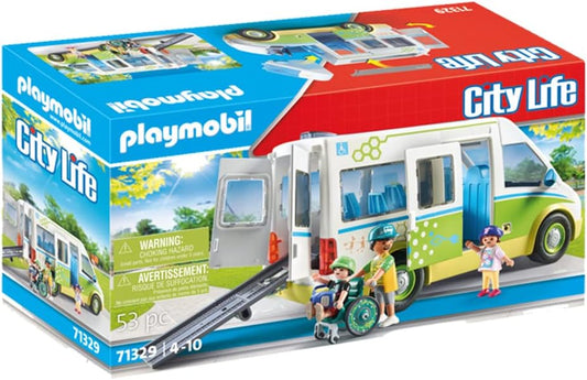 PLAYMOBIL City Life 71329 Schulbus, Großer Schulbus mit Schiebetür, Faltbare Rampe für den Rollstuhl und Platz für 5 Figuren, Spielzeug für Kinder ab 4 Jahren