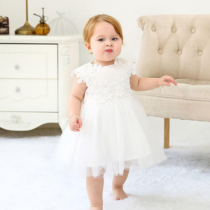 Baby Mädchen Weiße Taufe Kleid mit Kapuze Neugeborene Taufe Kleid Spitze Kleid für Hochzeit Geburtstag