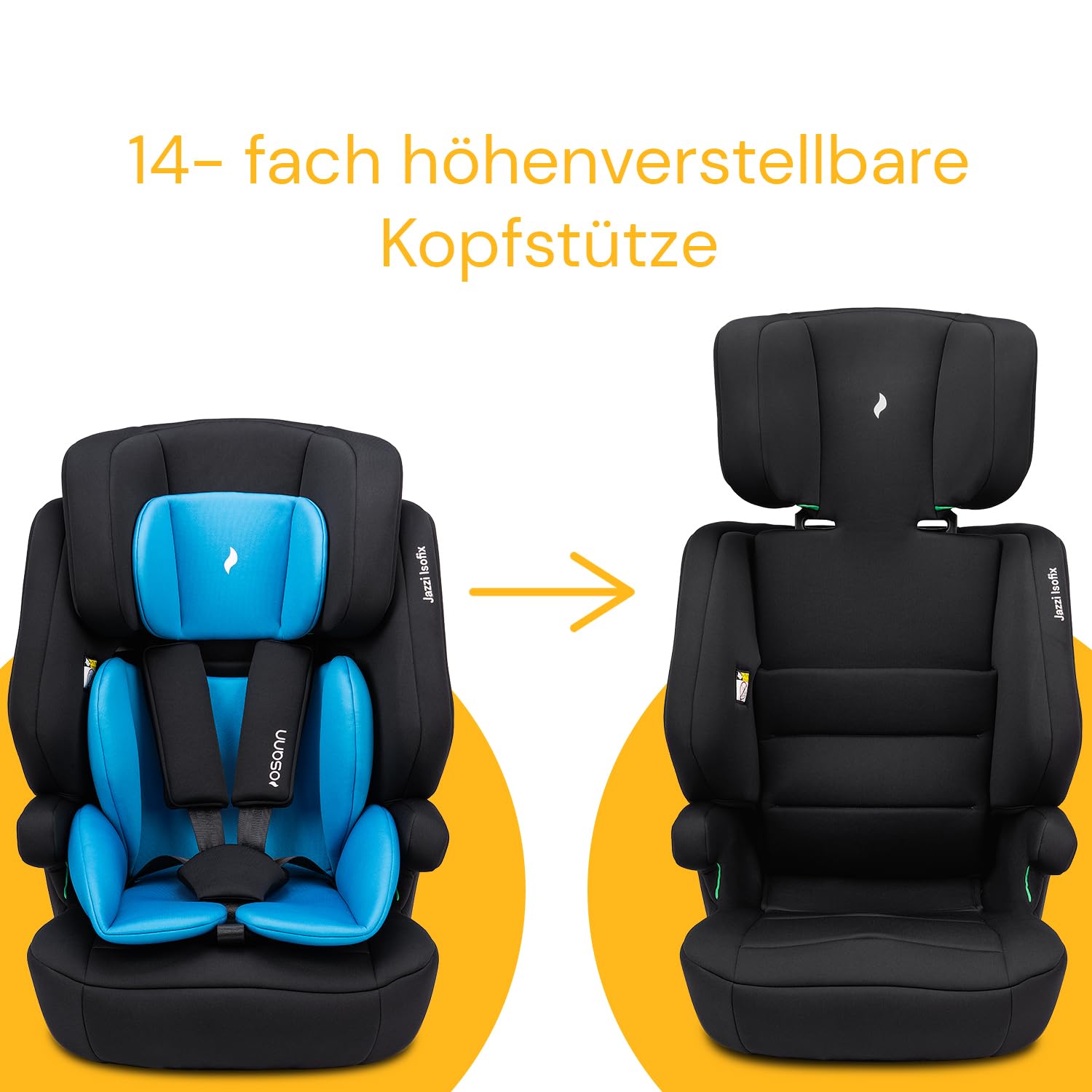 Osann Jazzi Isofix – Der sichere Kindersitz ab 1 Jahr (76–150 cm), mitwachsend mit Isofix & Top-Tether, Schutz & Geborgenheit auf jeder Fahrt - Sunset - Meloni2