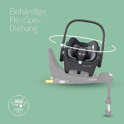Maxi-Cosi Pebble 360 i-Size Babyschale Drehbar, Neugeborenen Autositz 360 Grad, 0–15 Monate (40–83 cm), Drehung mit einer, ClimaFlow, Easy-In-Gurt, G-CELL Seitenaufprallschutz, Essential Green - Meloni2