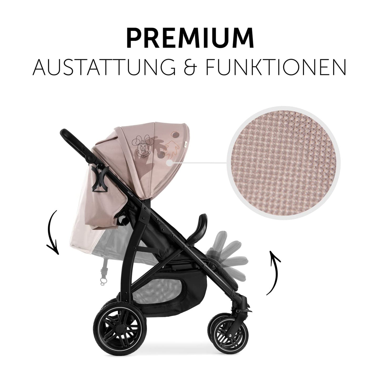 hauck Rapid 4D, Rosa - Kinderbuggy mit Liegefunktion ab Geburt bis 22 kg - UV Schutz 50+ - Klein Zusammenklappbar - Höhenverstellbarer Schieber mit Getränkehalter - Pannensichere Gummi Räder - Meloni2
