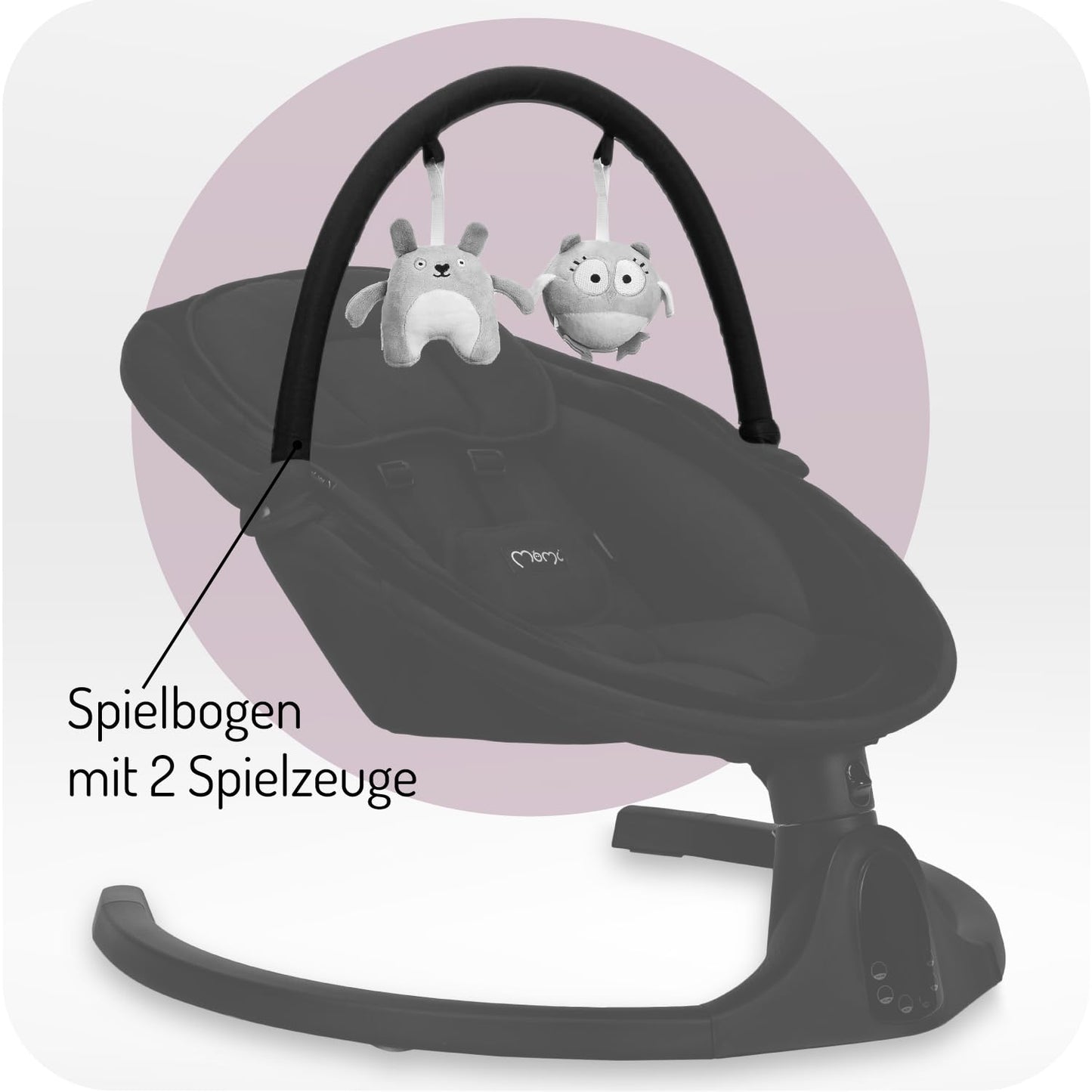 MoMi KENANI baby bouncer for children up to 9 kg, foldable, with remote control &amp; Bluetooth for connecting to a smartphone, battery or power connection, with 5-point safety belt, sun protection, insect net 