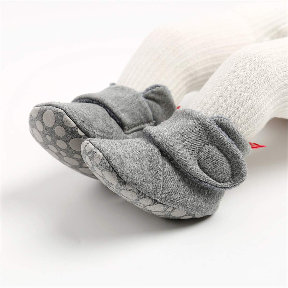 Edoton Infant Boys Girls Warm Slippers Winter White Cute Soft Cotton Unisex Non-Slip Baby Shoes for Christmas First Birthday Gift.