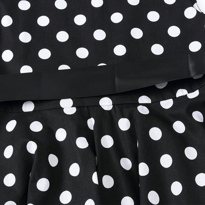 FYMNSI Girls Vintage 1950s Rockabilly Dress Party Dresses Retro Polka Dot Floral Pattern A-Line Party Dresses Pleated Skirt Knee Length for 4-12 Years 