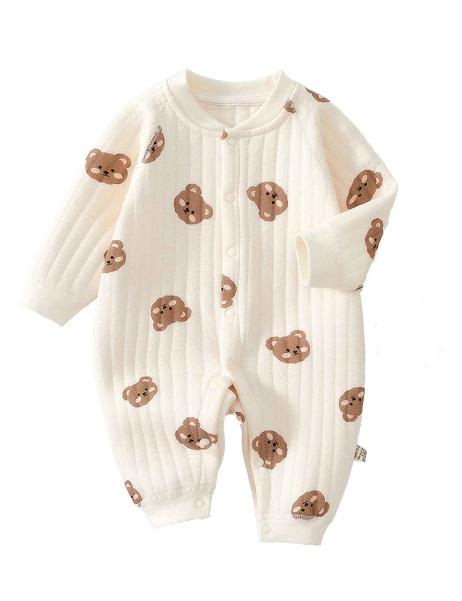 Newborn Unisex Romper, Long Sleeve Jumpsuit, 100% Cotton, Soft & Comfortable, for Outerwear & Sleepwear, Suitable for All Seasons